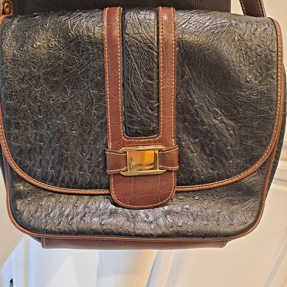Carryland Chic Black and Brown Leather Satchel - Picture 1 of 11